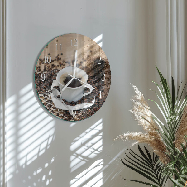 Horloge ronde Une tasse de café