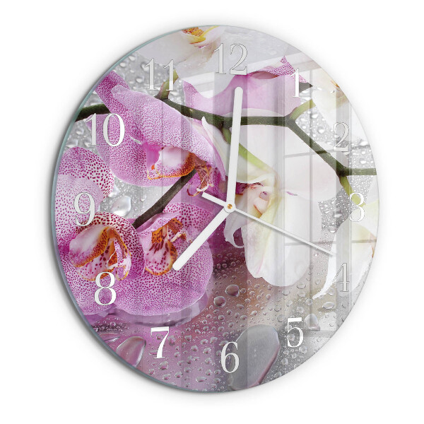 Horloge ronde Orchidée