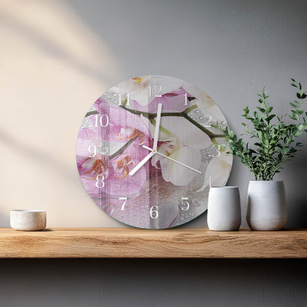 Horloge ronde Orchidée