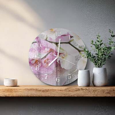 Horloge ronde Orchidée