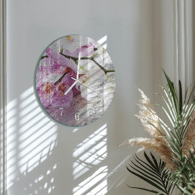 Horloge ronde Orchidée