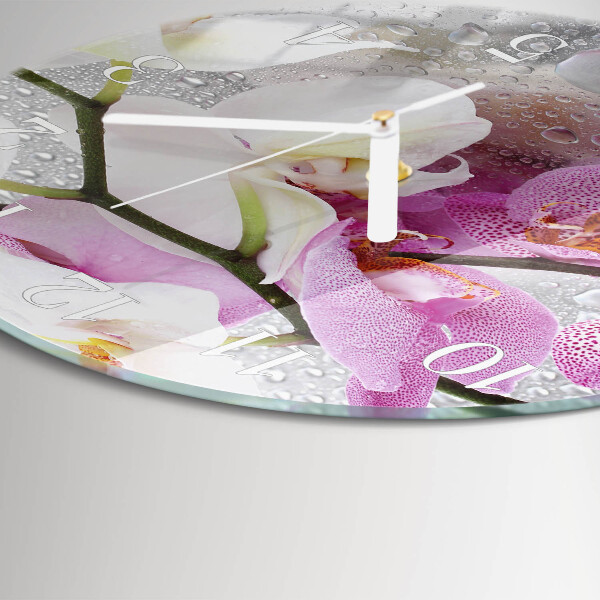 Horloge ronde Orchidée