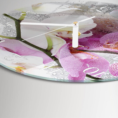 Horloge ronde Orchidée