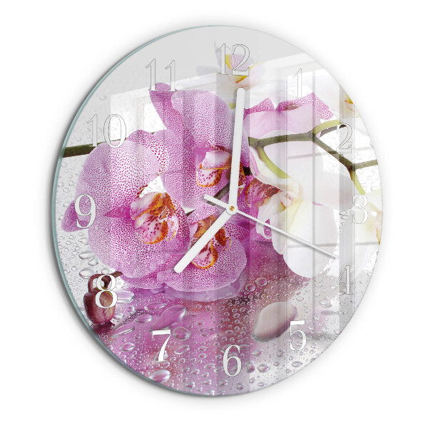 Horloge ronde Orchidée