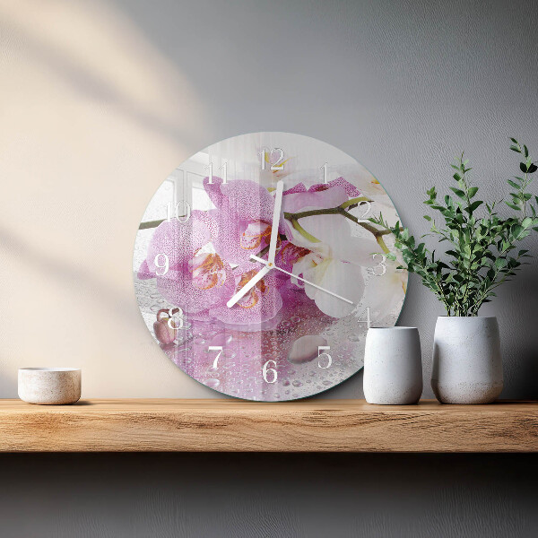 Horloge ronde Orchidée