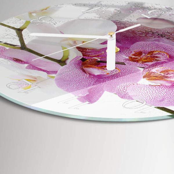 Horloge ronde Orchidée