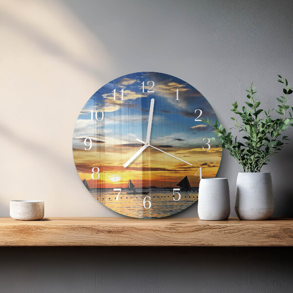 Horloge ronde Coucher de soleil