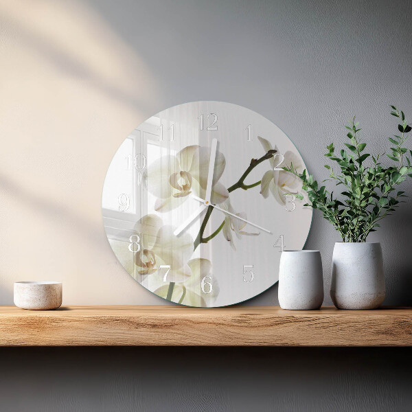 Horloge ronde Orchidée