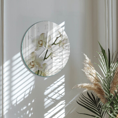 Horloge ronde Orchidée