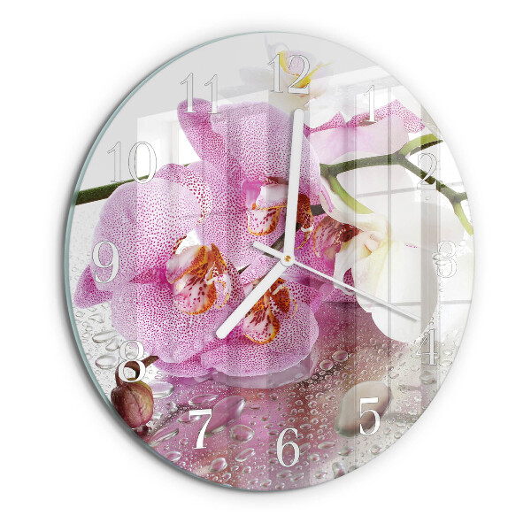 Horloge ronde Orchidée