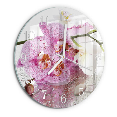 Horloge ronde Orchidée