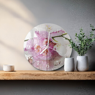 Horloge ronde Orchidée