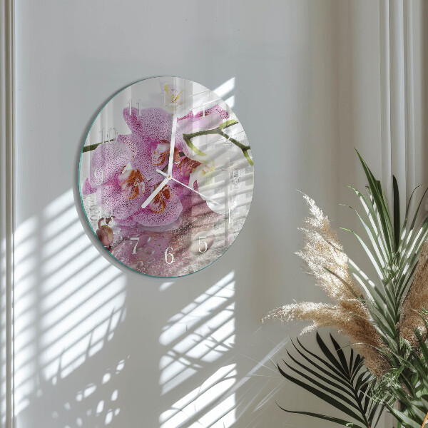 Horloge ronde Orchidée