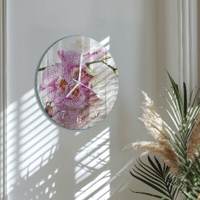 Horloge ronde Orchidée