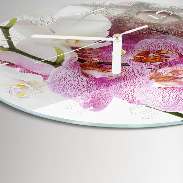 Horloge ronde Orchidée
