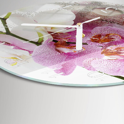 Horloge ronde Orchidée