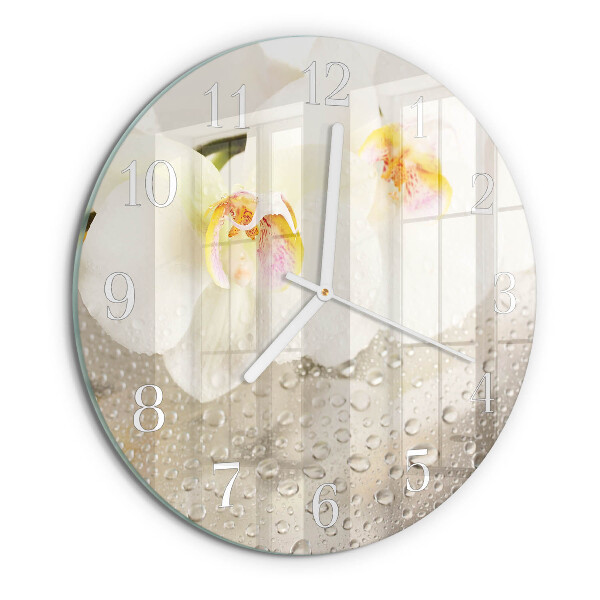 Horloge ronde Orchidée