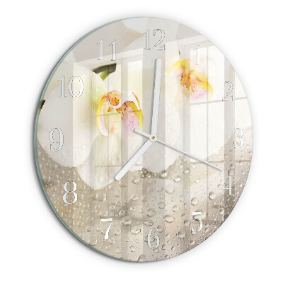 Horloge ronde Orchidée