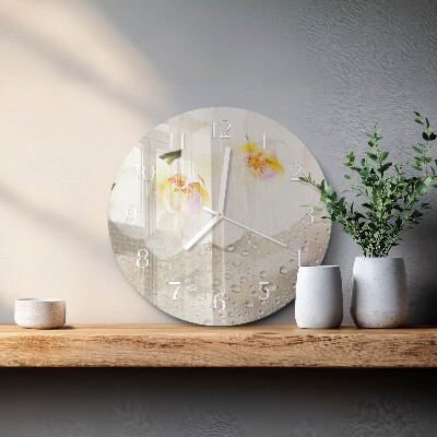 Horloge ronde Orchidée