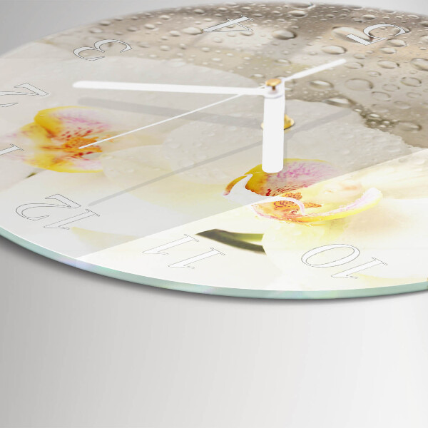 Horloge ronde Orchidée