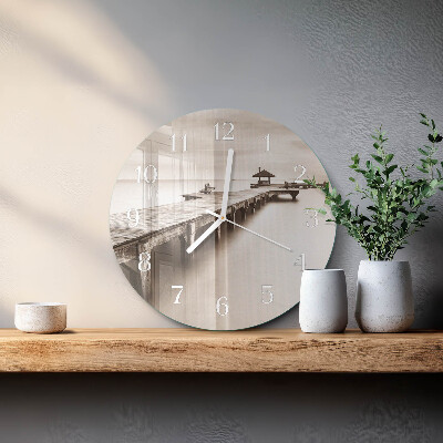 Horloge ronde Pont en bois