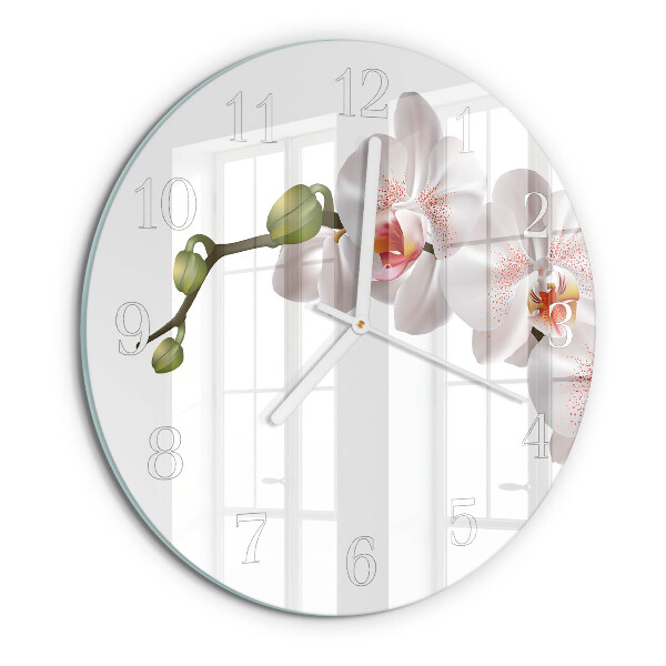 Horloge ronde Orchidée