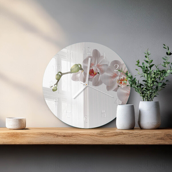 Horloge ronde Orchidée