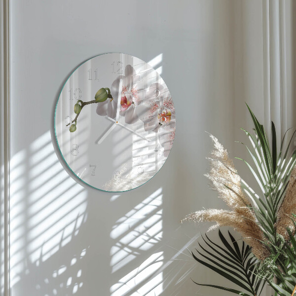 Horloge ronde Orchidée