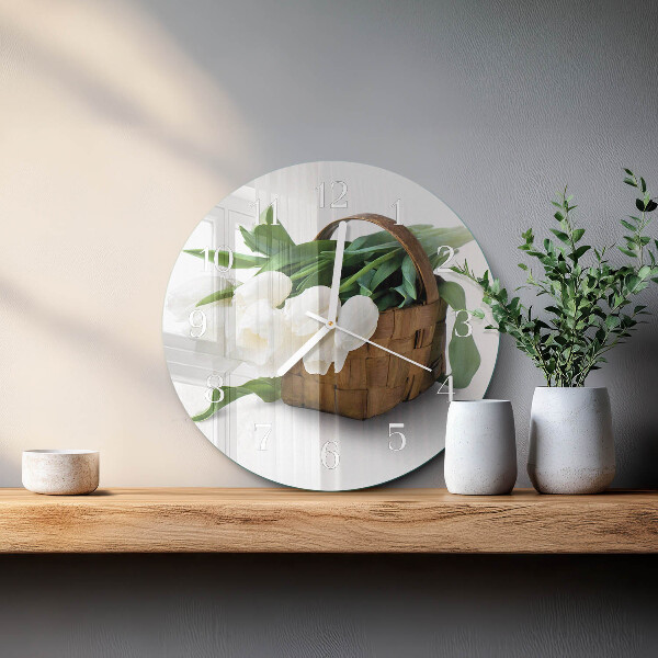 Horloge ronde Panier de tulipes