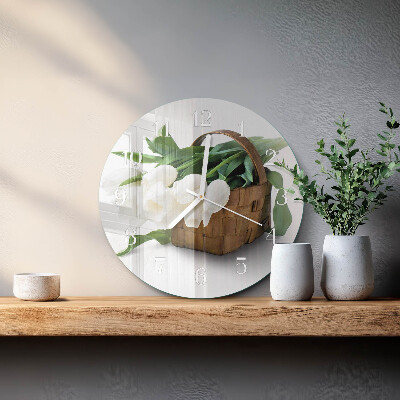 Horloge ronde Panier de tulipes