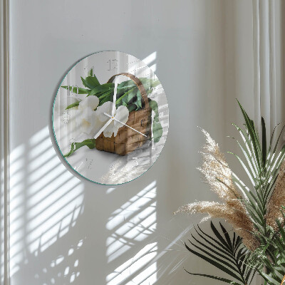 Horloge ronde Panier de tulipes