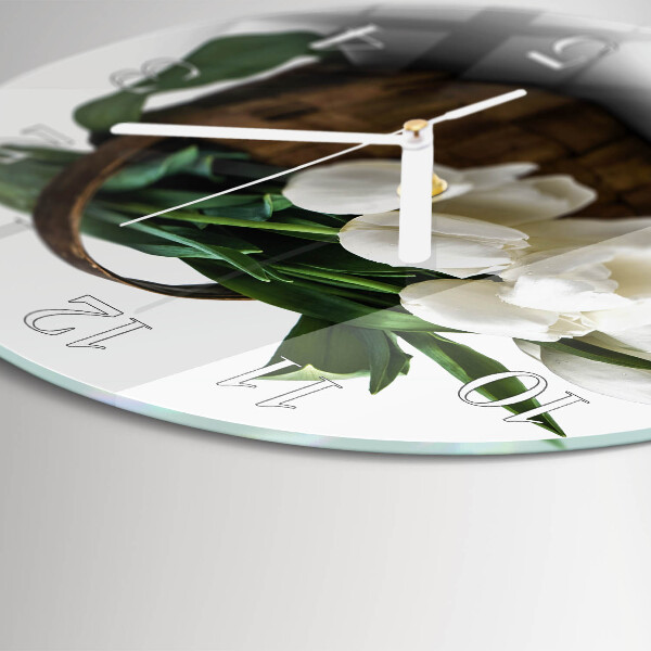 Horloge ronde Panier de tulipes