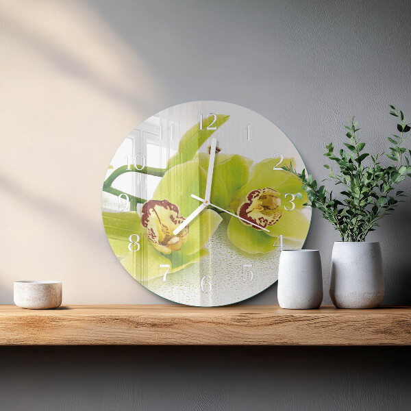 Horloge ronde Orchidée
