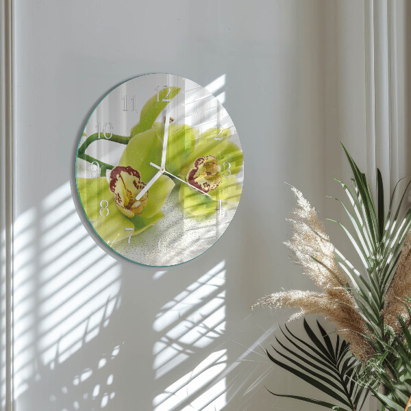 Horloge ronde Orchidée