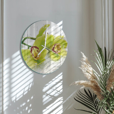 Horloge ronde Orchidée