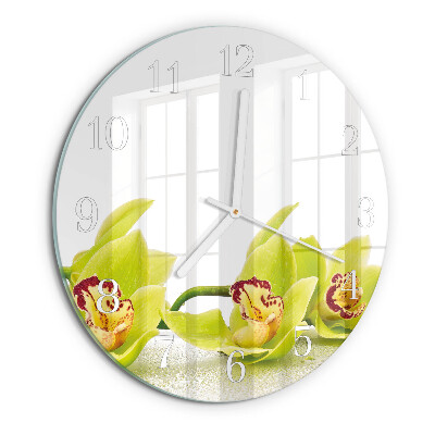 Horloge ronde Orchidée