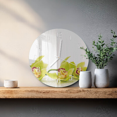 Horloge ronde Orchidée
