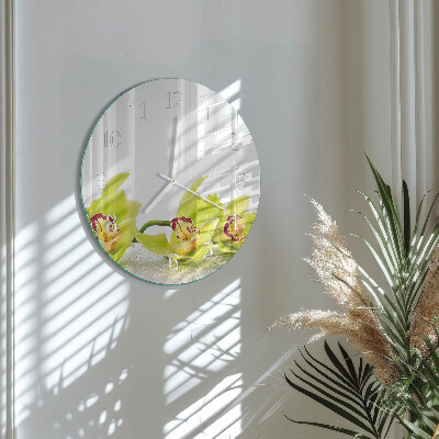 Horloge ronde Orchidée