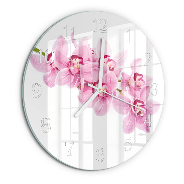 Horloge ronde Orchidée