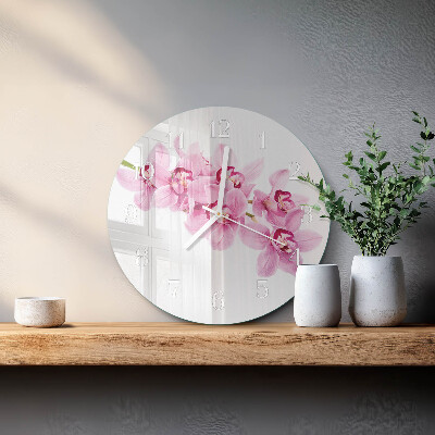 Horloge ronde Orchidée