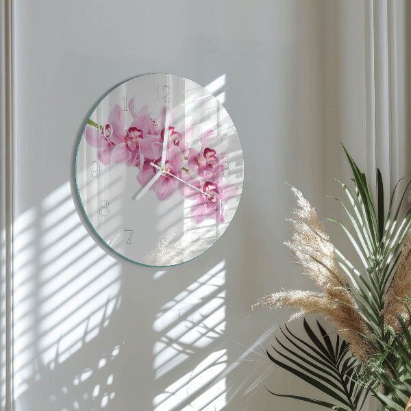 Horloge ronde Orchidée