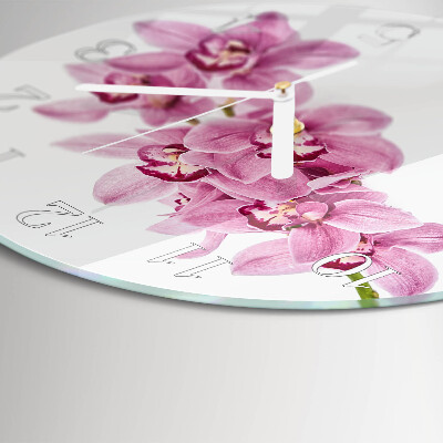 Horloge ronde Orchidée