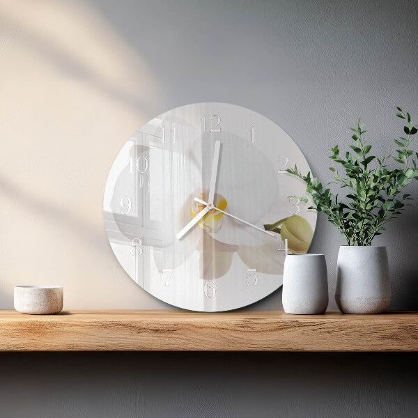 Horloge ronde Orchidée