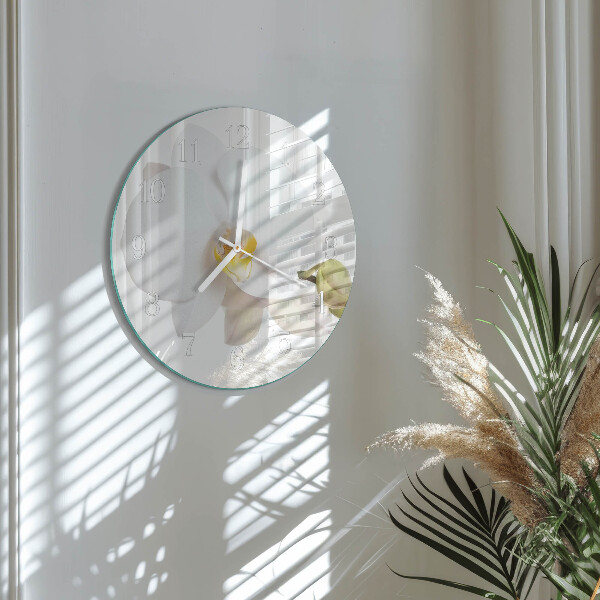 Horloge ronde Orchidée