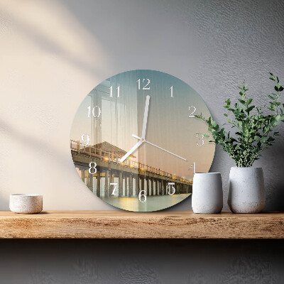 Horloge ronde Passerelle en bois