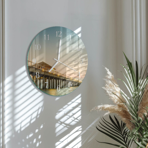 Horloge ronde Passerelle en bois