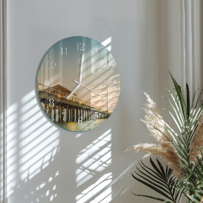 Horloge ronde Passerelle en bois