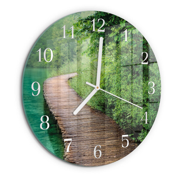 Horloge ronde Passerelle en bois