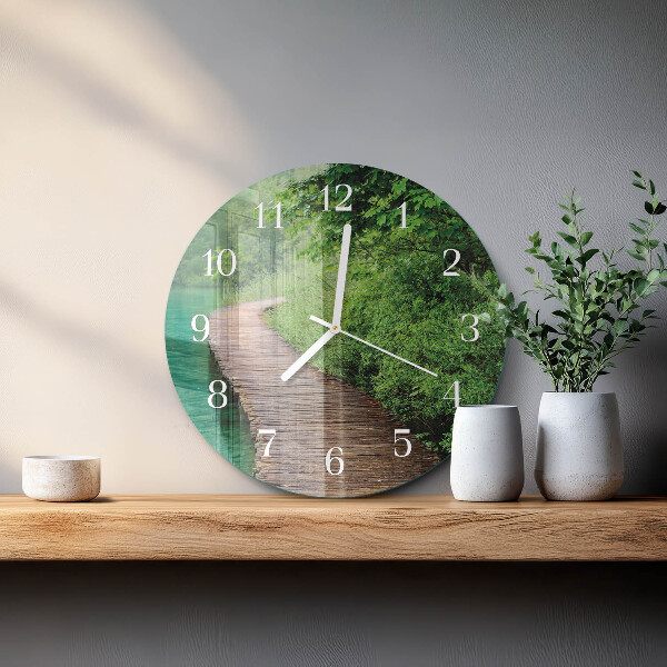 Horloge ronde Passerelle en bois