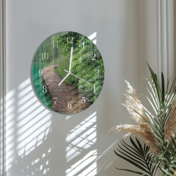 Horloge ronde Passerelle en bois